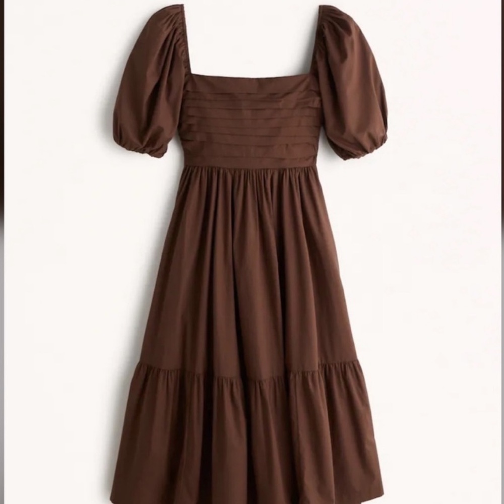 Abercrombie Emerson Poplin Midi Dress in Brown